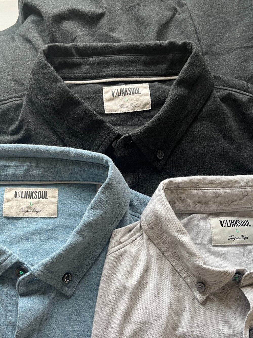 ⛳ Linksoul Men’s Lot of 3 Multicolor Unique Golf Shirts L Short Sleeve EUC